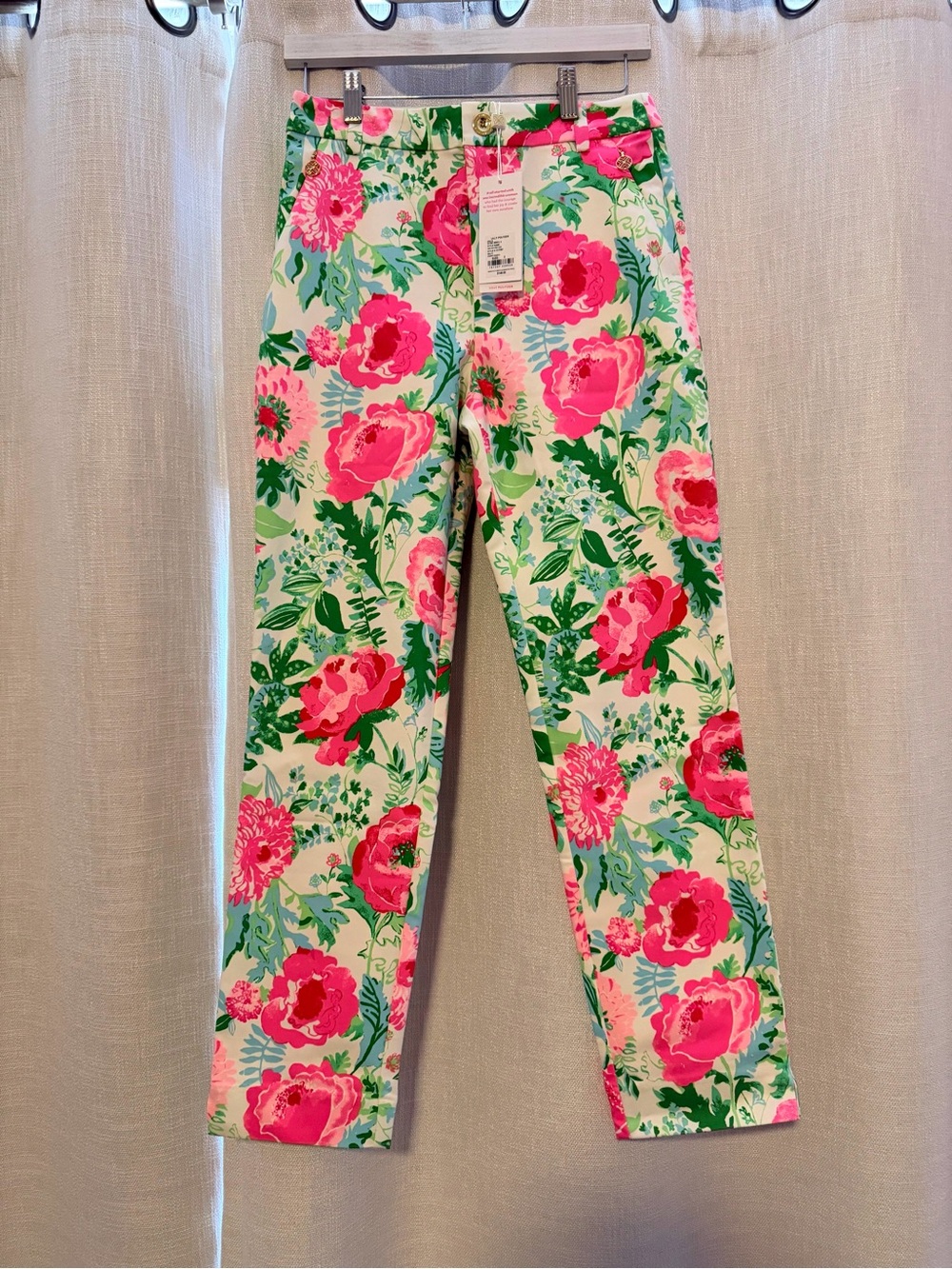Lilly Pulitzer Hot Pink & Green Floral High-Rise Jeans